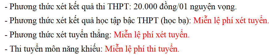 Thông tin lệ phí xét tuyển năm 2022 theo quy định của Bộ GD&ĐT